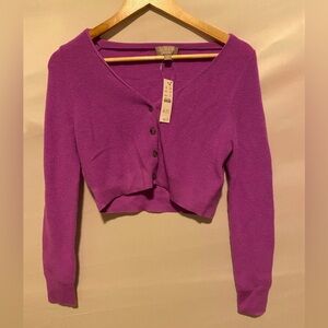 J. Crew Featherweight cashmere cropped cardigan sweater size medium